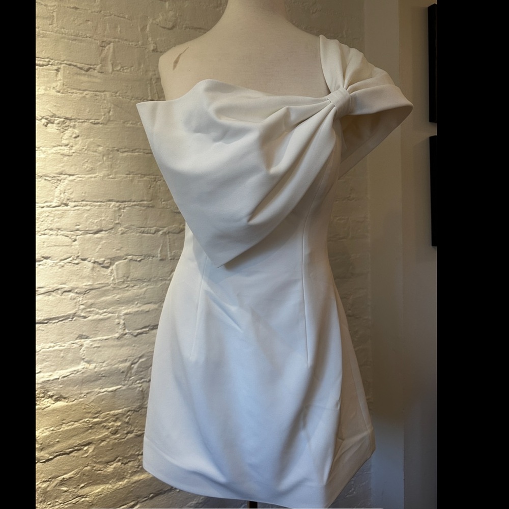 NWT Portia & Scarlett 23019: White Bow Bridal Cocktail Dress